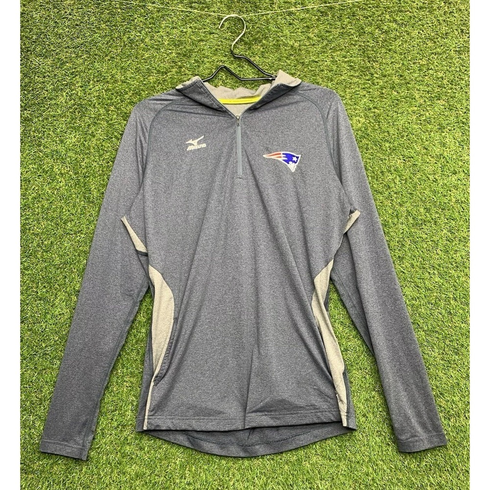 New England Patriots 1/4 Zip Mens Large Grey Pullover Windshirt Baseball Mizuno